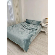 Постільна білизна плюшева євро Dushka Home 20842 200х220 см бірюзова