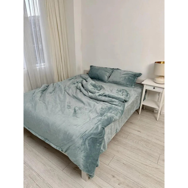 Постільна білизна плюшева євро Dushka Home 20842 200х220 см бірюзова