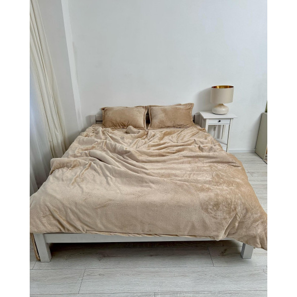 Постільна білизна плюшева сімейна Dushka Home 20754 160х215х2 см бежева