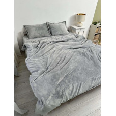 Постільна білизна плюшева сімейна Dushka Home 20758 160х215х2 см сіра