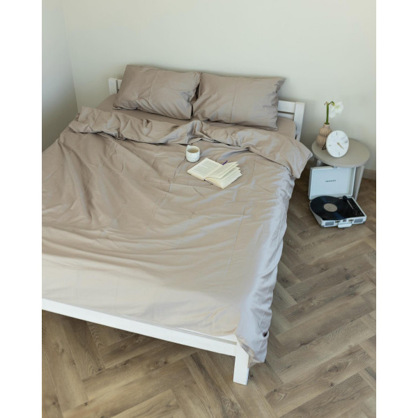Постільна білизна полуторна Dushka Home Сатин Люкс 20904 160х215 см світло-сірий