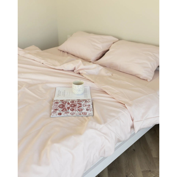 Постільна білизна полуторна Dushka Home Сатин Люкс 20936 160х215 см блідо-персикове