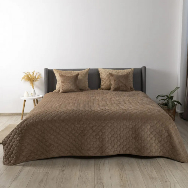 Покривало двоспальне ТЕП Velour Ромб круглий 4-00516-22384 180х240 см капучіно