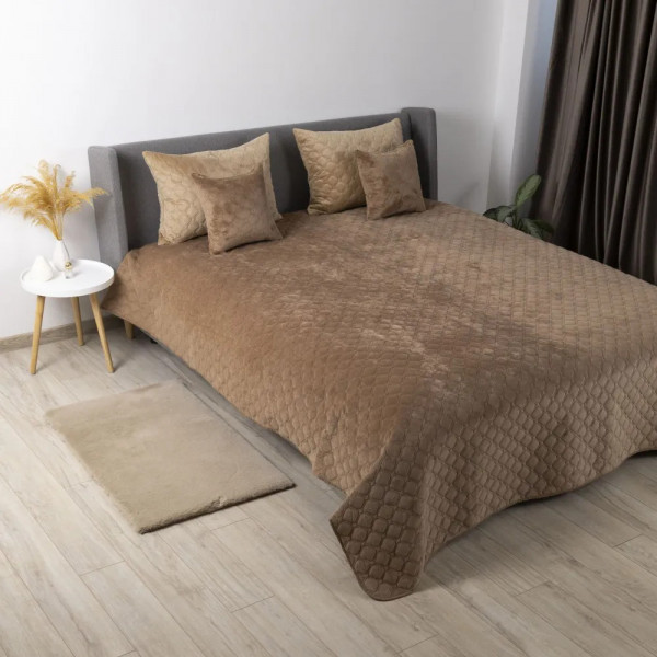 Покривало двоспальне ТЕП Velour Ромб круглий 4-00516-22384 180х240 см капучіно