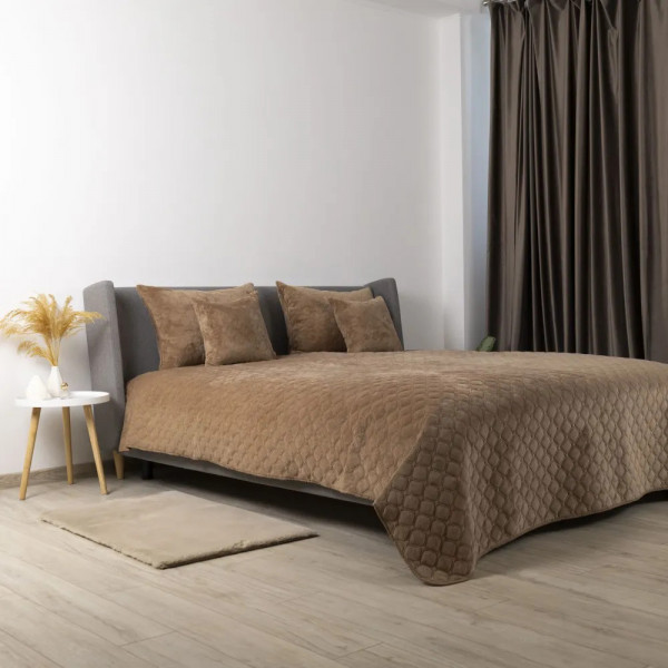 Покривало двоспальне ТЕП Velour Ромб круглий 4-00516-22384 180х240 см капучіно