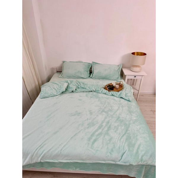 Постільна білизна плюшева євро Dushka Home 20953 200х220 см м'ятна