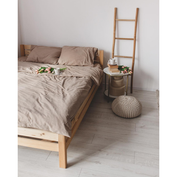 Постільна білизна полуторна Dushka Home Варена бавовна 20488 160х215 см бежева