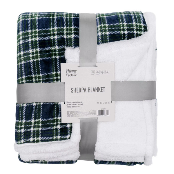 Плед Ardesto Sherpa Клітка ART0202SH 160х200 см зелений
