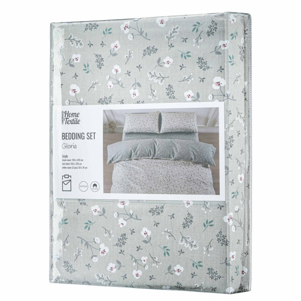 Постільна білизна полуторна Ardesto Gloria Дрібні квітки ART1622SS 160х220 см сіра