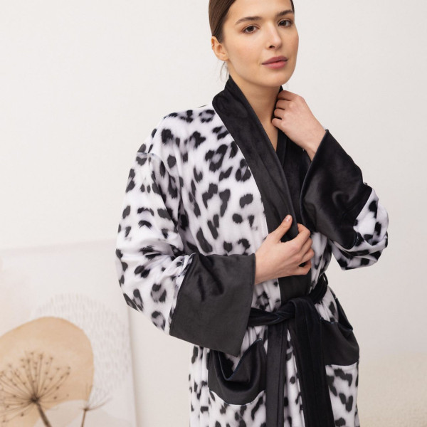 Кімоно жіноче з плюшевого велюру Kimono Snow Leopard 18373 L