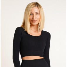Кроп-топ лонгслів у рубчик CROP TOP RIB one size 18861 чорний