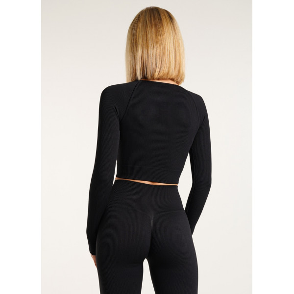 Кроп-топ лонгслів у рубчик CROP TOP RIB one size 18861 чорний