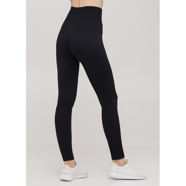Легінси жіночі в рубчик з пуш-ап LEGGINGS RIB 18864 S-M чорні