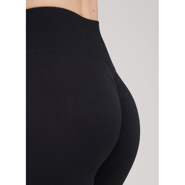 Легінси жіночі в рубчик з пуш-ап LEGGINGS RIB 18864 S-M чорні