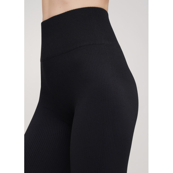 Легінси жіночі в рубчик з пуш-ап LEGGINGS RIB 18864 S-M чорні