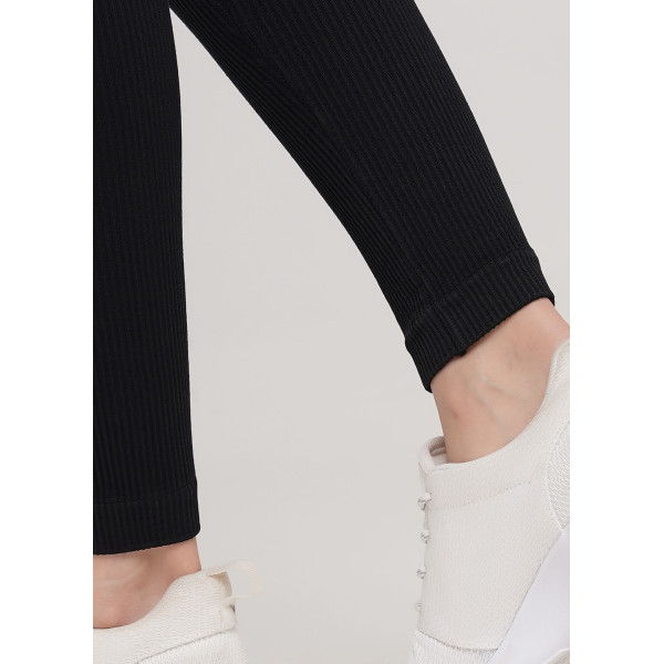 Легінси жіночі в рубчик з пуш-ап LEGGINGS RIB 18864 S-M чорні