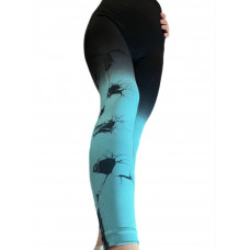 Легінси жіночі спортивні з пуш-ап Tie Dye gradient 18749 L чорні з бірюзовим