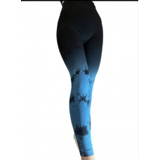 Легінси жіночі спортивні з пуш-ап Tie Dye gradient 18751 M чорні з синім