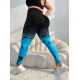 Легінси жіночі спортивні з пуш-ап Tie Dye gradient 18752 L чорні з синім