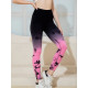 Легінси жіночі спортивні з пуш-ап Tie Dye gradient 18756 S чорні з рожевим