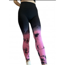 Легінси жіночі спортивні з пуш-ап Tie Dye gradient 18761 M чорні з рожевим