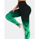 Легінси жіночі спортивні з пуш-ап Tie Dye gradient 18765 L чорні із зеленим