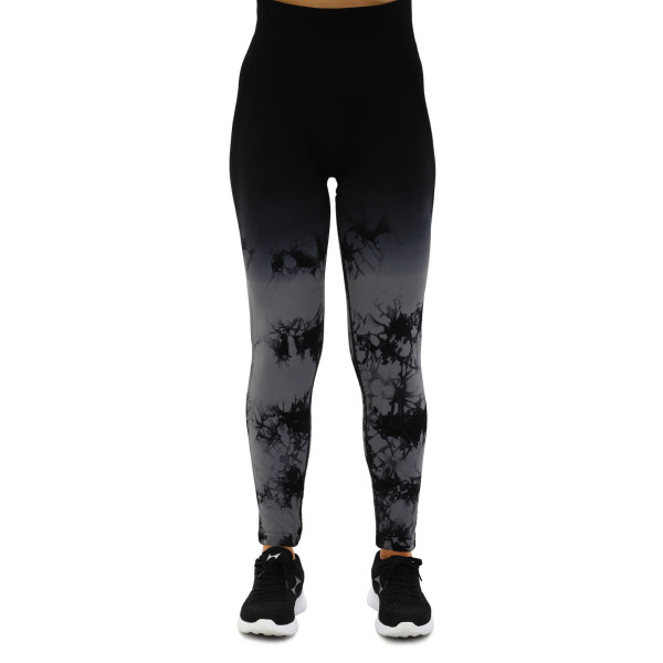 Легінси жіночі спортивні з пуш-ап Tie Dye gradient 18783 M-XL чорні з темно-сірим