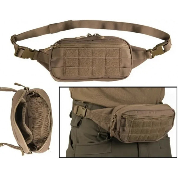Тактична сумка-бананка Mil-tec Fanny Pack Molle ЗСУ 13512519 6653 23,5х6х12 см койот