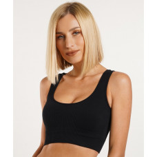 Топ у рубчик на широких бретелях TOP RIB 18867 L-XL чорний