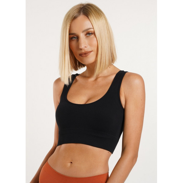 Топ у рубчик на широких бретелях TOP RIB 18867 L-XL чорний