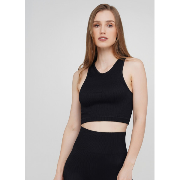 Топ-майка в рубчик HALTER TOP RIB 18863 L-XL чорний