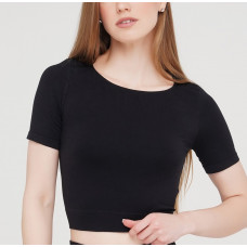 Футболка жіноча укорочена безшовна CROP T-SHIRT 18859 S-M чорна