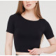 Футболка жіноча укорочена безшовна CROP T-SHIRT 18860 L-XL чорна