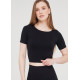 Футболка жіноча укорочена безшовна CROP T-SHIRT 18860 L-XL чорна