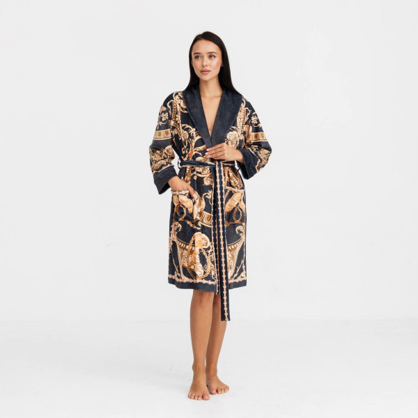 Халат жіночий з плюшевого велюру ексклюзивний Elegance 18272 2XL-3XL