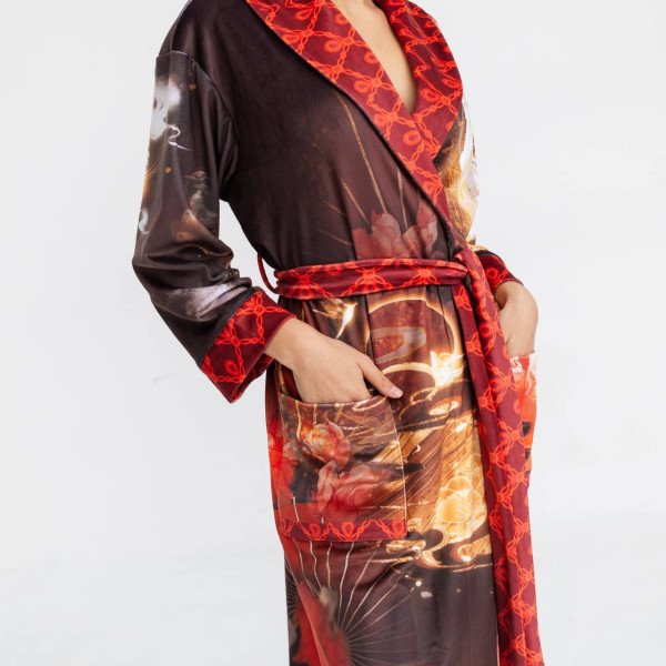 Халат жіночий з плюшевого велюру ексклюзивний Japan 18331 L-XL