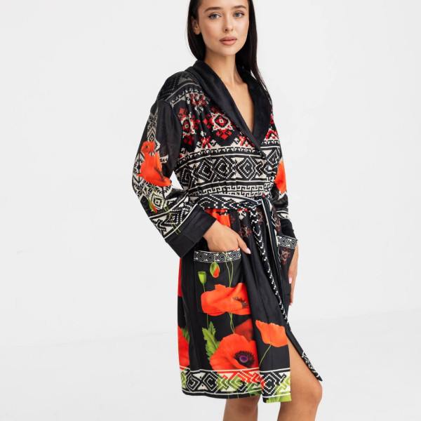 Халат жіночий з плюшевого велюру ексклюзивний National 18283 L-XL