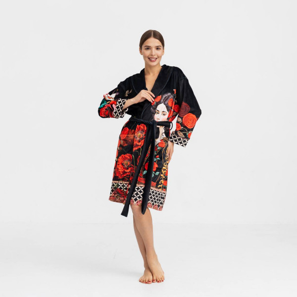 Халат жіночий з плюшевого велюру ексклюзивний Rose 18316 2XL-3XL