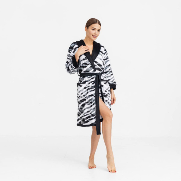 Халат жіночий з плюшевого велюру Striped 18301 XS-S