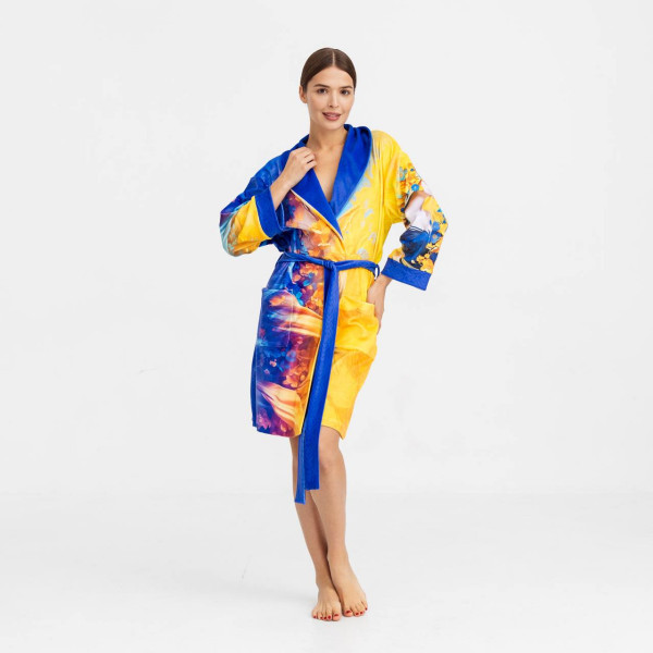 Халат жіночий з плюшевого велюру ексклюзивний Ukrainian heart 18307 L-XL