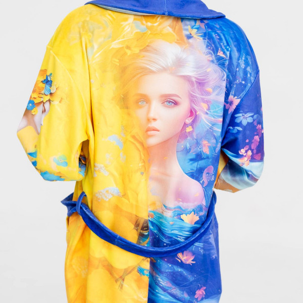 Халат жіночий з плюшевого велюру ексклюзивний Ukrainian heart 18307 L-XL