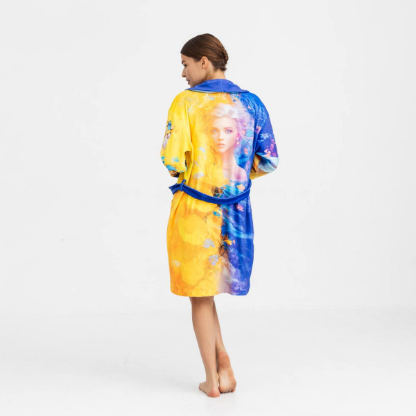 Халат жіночий з плюшевого велюру ексклюзивний Ukrainian heart 18307 L-XL