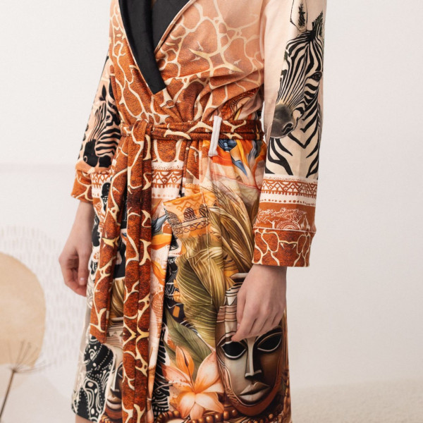 Халат жіночий з плюшевого велюру ексклюзивний Wild Africa 18355 L-XL