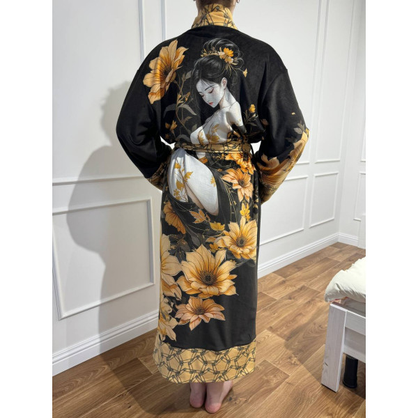 Кімоно жіноче з плюшевого велюру Golden Blossom 29471 L