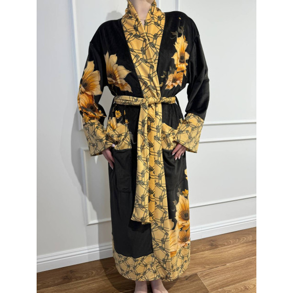Кімоно жіноче з плюшевого велюру Golden Blossom 29473 2XL