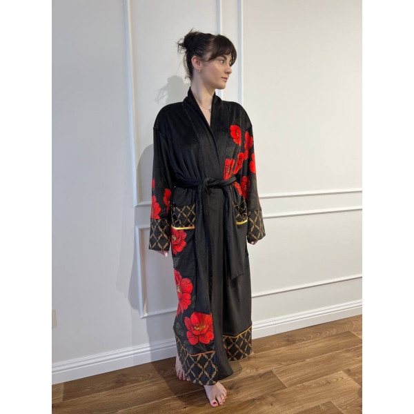 Кімоно жіноче з плюшевого велюру Red Camellia 29453 L
