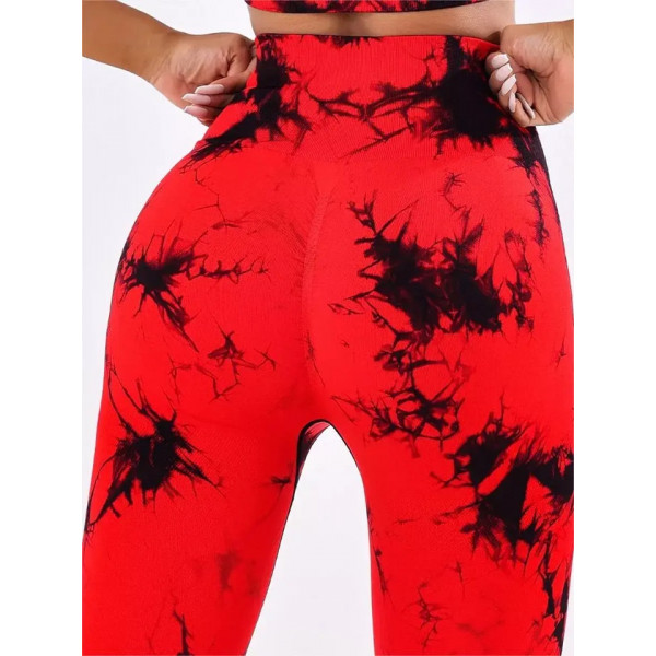 Легінси жіночі спортивні з пуш-ап Tie Dye 18903 L червоний мармур