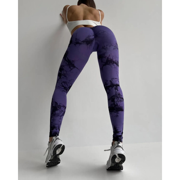 Легінси жіночі спортивні з пуш-ап Tie Dye 18914 M фіолетовий мармур