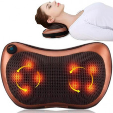 Масажна подушка інфрачервоний роликовий масажер для шиї та спини Massage Pillow 19125 коричнева