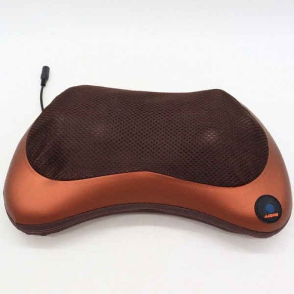 Масажна подушка інфрачервоний роликовий масажер для шиї та спини Massage Pillow 19125 коричнева